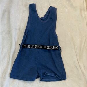 Blue Sleeveless Romper with Black Belt